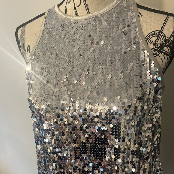 SILVER SEQUINS TOP - Picture 2 of 6
